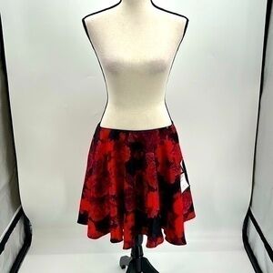 NWT City Studio red floral skater style skirt size 7